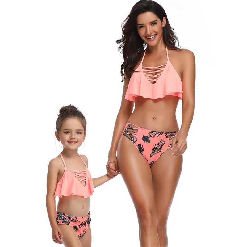 Europe And The United States Fashion New Women Children's Two-Piece Swimsuit Bikini Parent-Child Swimsuit Children's Swimsuit Manufacturers Direct Beach Clothes details Picture