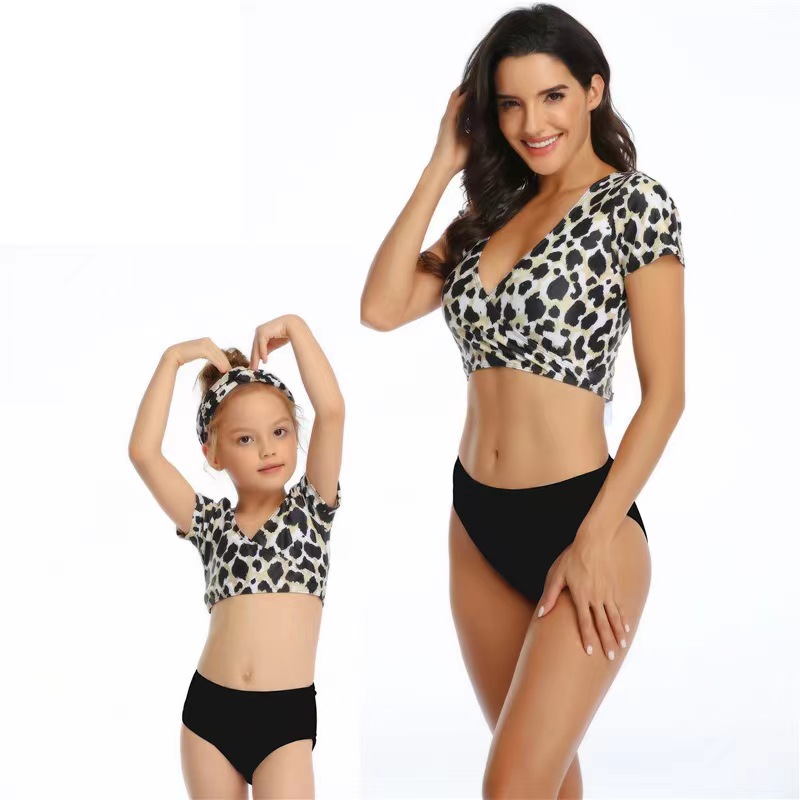 Europe And The United States Fashion New Women's Children's Separate Swimsuit Bikini Family Swimsuit Children's Swimsuit Manufacturers Direct Beach Clothes Leopard Color With The Same Series Specification drawing
