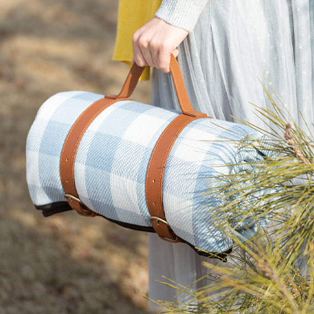 Portable adjustable blanket Strap pu leather yoga mat storage strap Cross-border outdoor picnic mat strap thumbnail