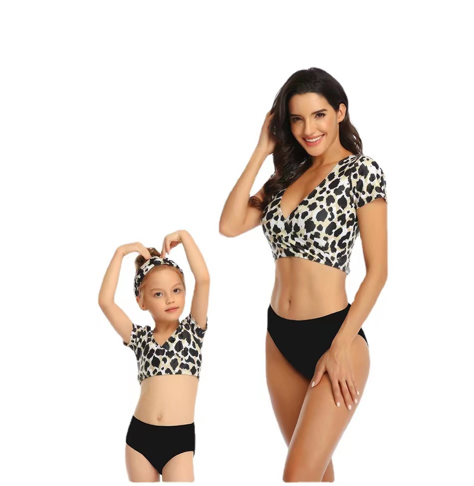 Europe And The United States Fashion New Women's Children's Separate Swimsuit Bikini Family Swimsuit Children's Swimsuit Manufacturers Direct Beach Clothes Leopard Color With The Same Series details Picture