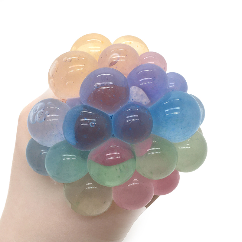跨境新品6cm三色果胶葡萄球捏捏乐 彩虹果胶手捏软胶减压玩具