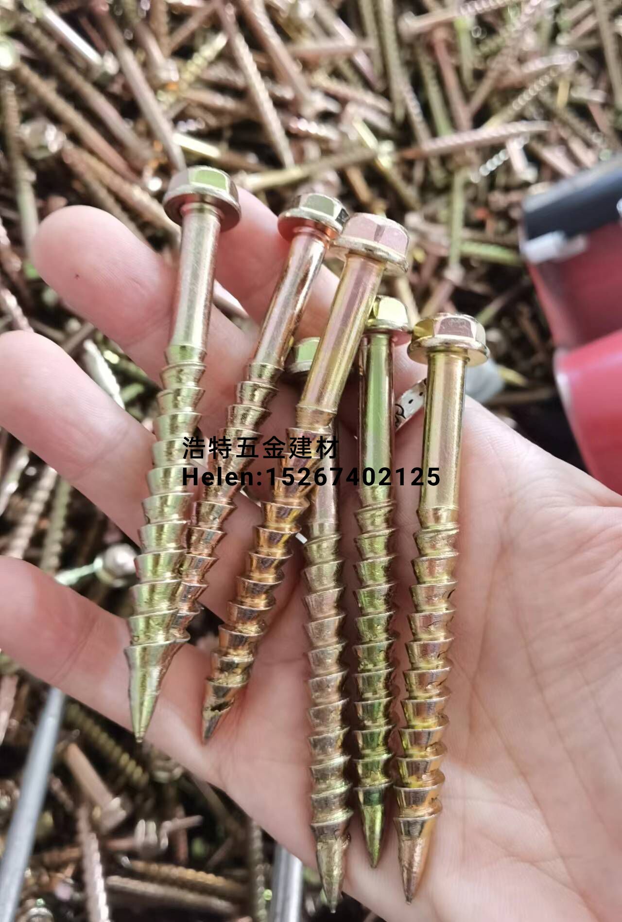 U-pad yellow nails Saddle pad Yellow nails hexagonal yellow nails Corrugated rod tapping screws roof bolt color steel tile nails U-pad nails square head nails