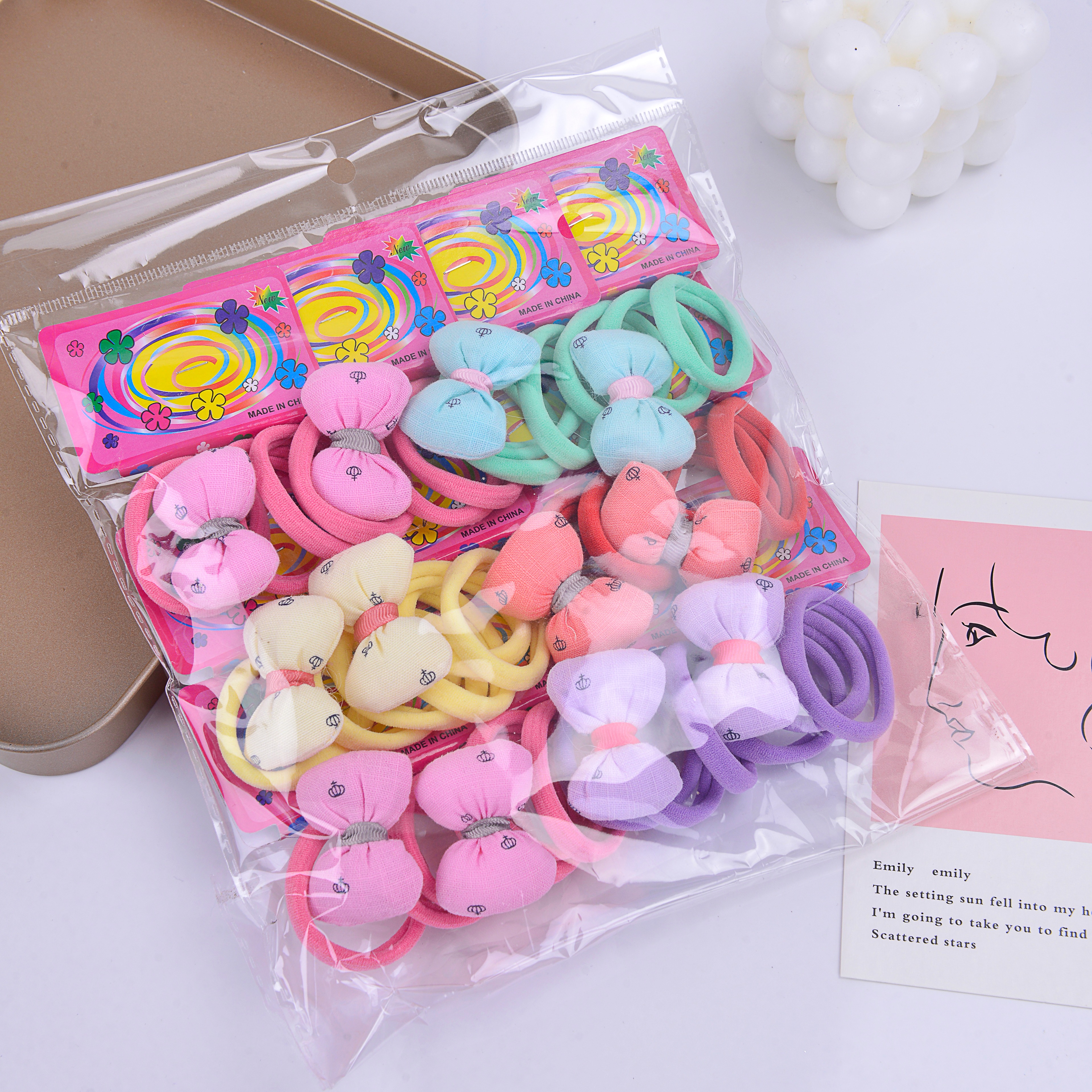 New bow styling jacquard hair band scrunchie