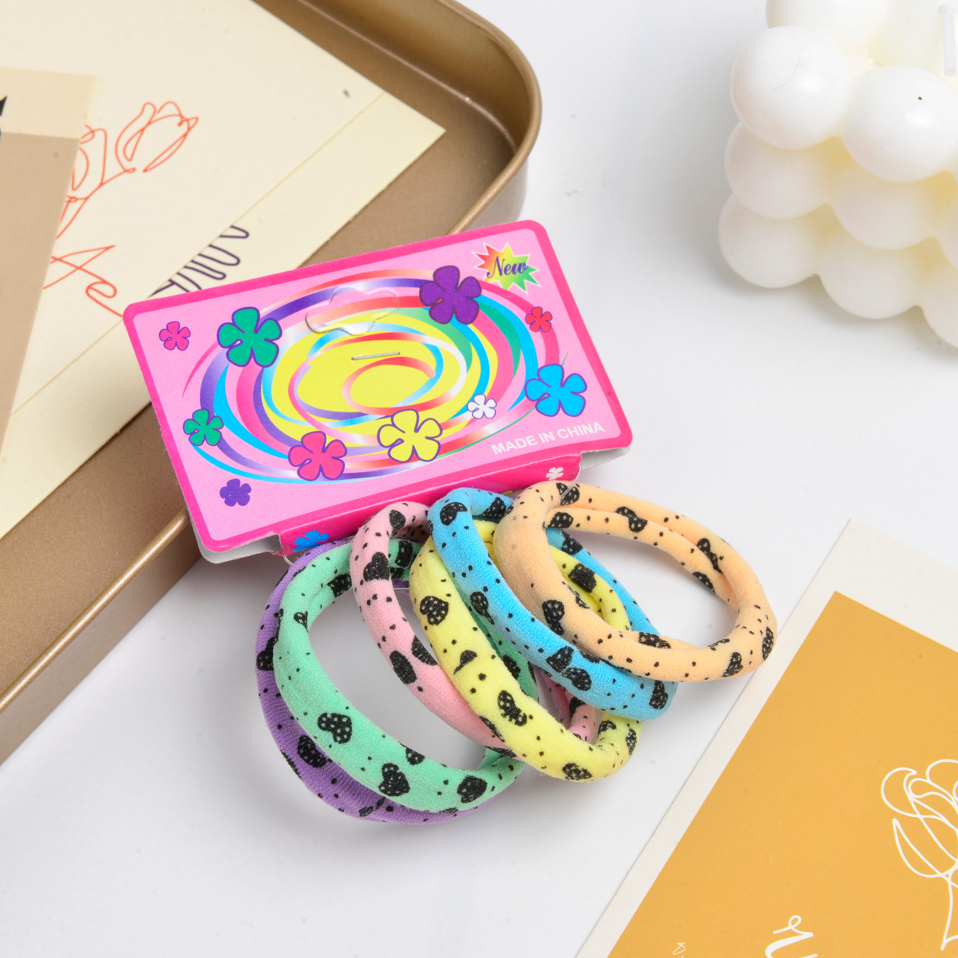2022 new solid color rubber band scrunchie love print color mixed color scrunchie thumbnail