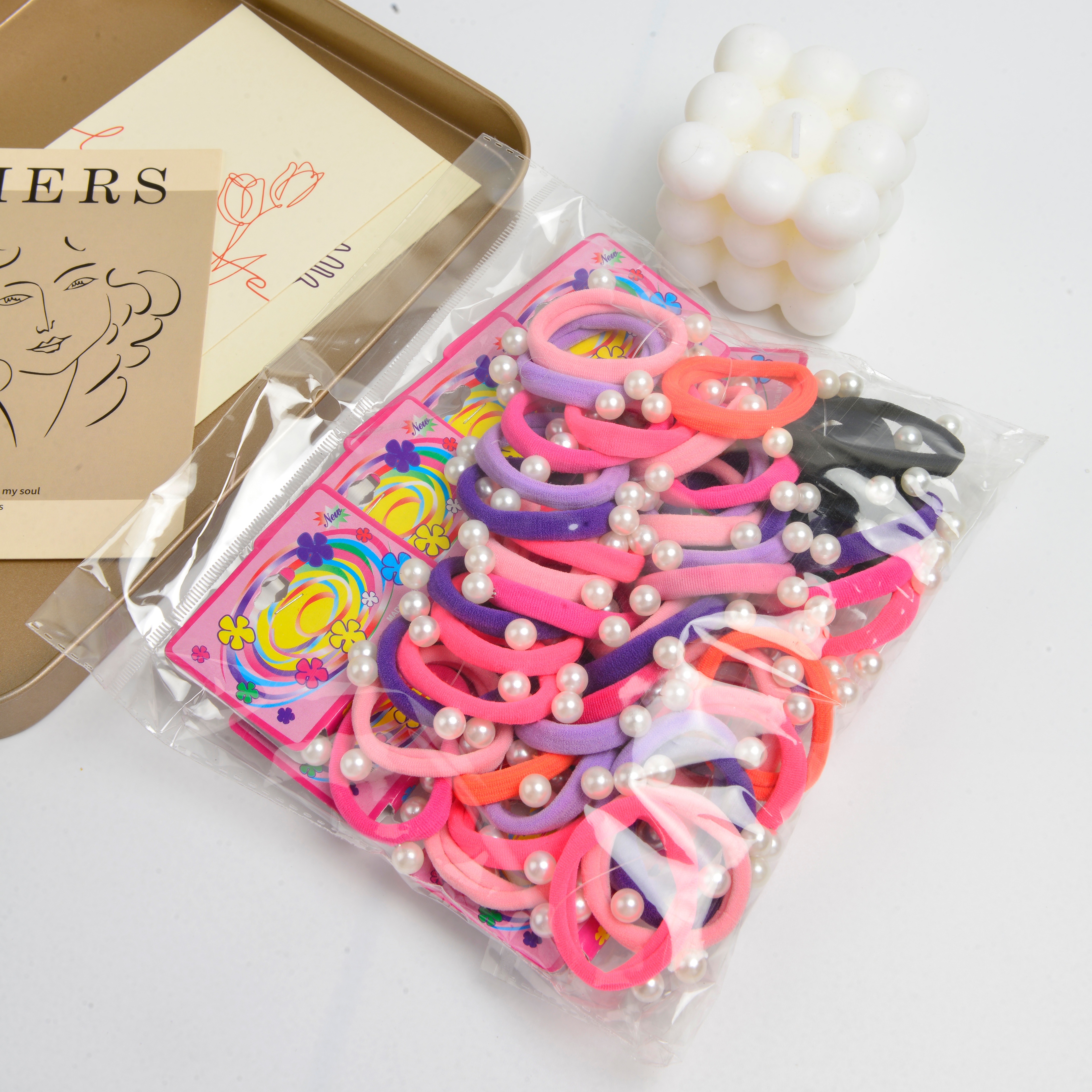 2022 new solid color rubber band Scrunchie Pearl scrunchie