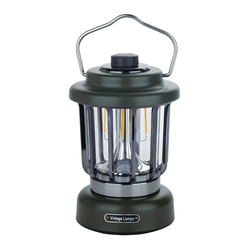 New outdoor camping light camping light fast charge dual light source non-polar dimming retro style camping atmosphere light Specification drawing