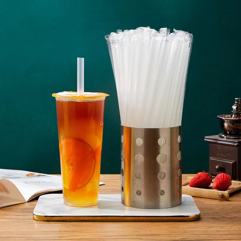 Single-use plastic straw independent packaging pointed milk tea shop thick straw color transparent black straw thumbnail