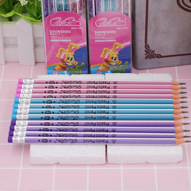The factory SELLS THE primary SCHOOL STUDENT WRITING SPECIAL PEN environmental PROTECTION PENCIL draw a triangular rod HB with rubber 12 PACK pencil thumbnail