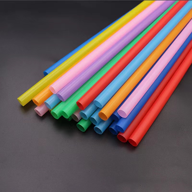 Wholesale extended milk tea thick straw color disposable plastic flat mouth straight tube soy milk straw 10*260mm8 color thumbnail