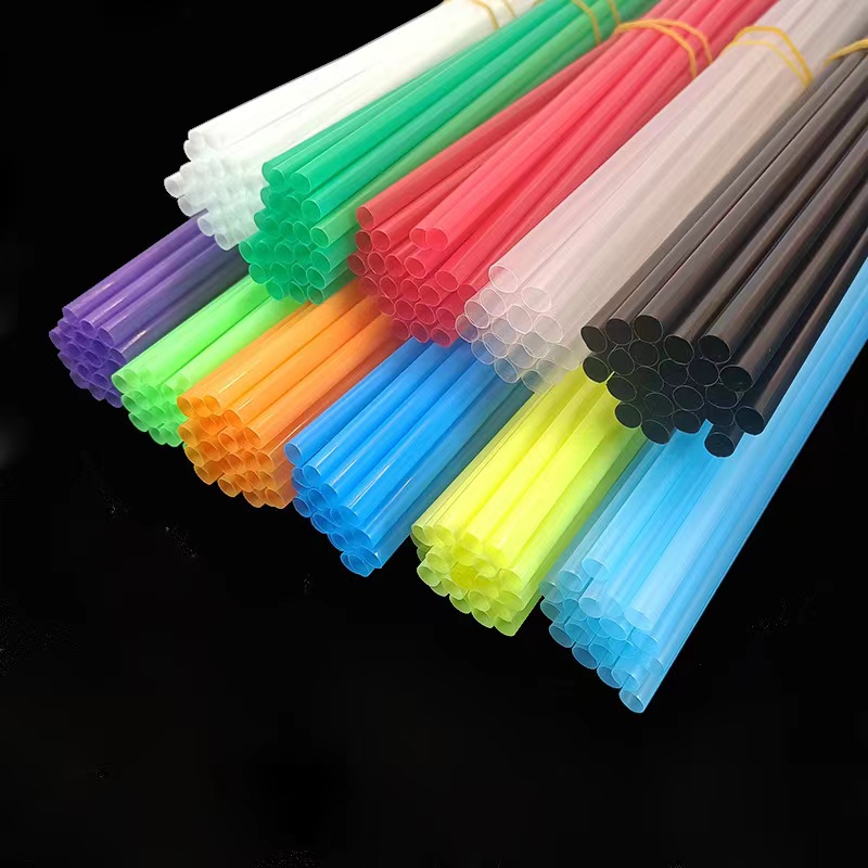 Cross border disposable plastic straw wholesale straight pipe PP children's handmade materials cocktail decoration 12 color optional thumbnail