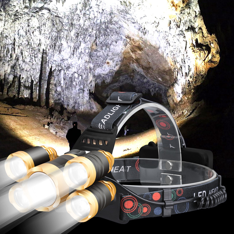 Cross-border new led searchlight aircraft light fishing light lithium electric outdoor induction mining light high-power bald light full figure