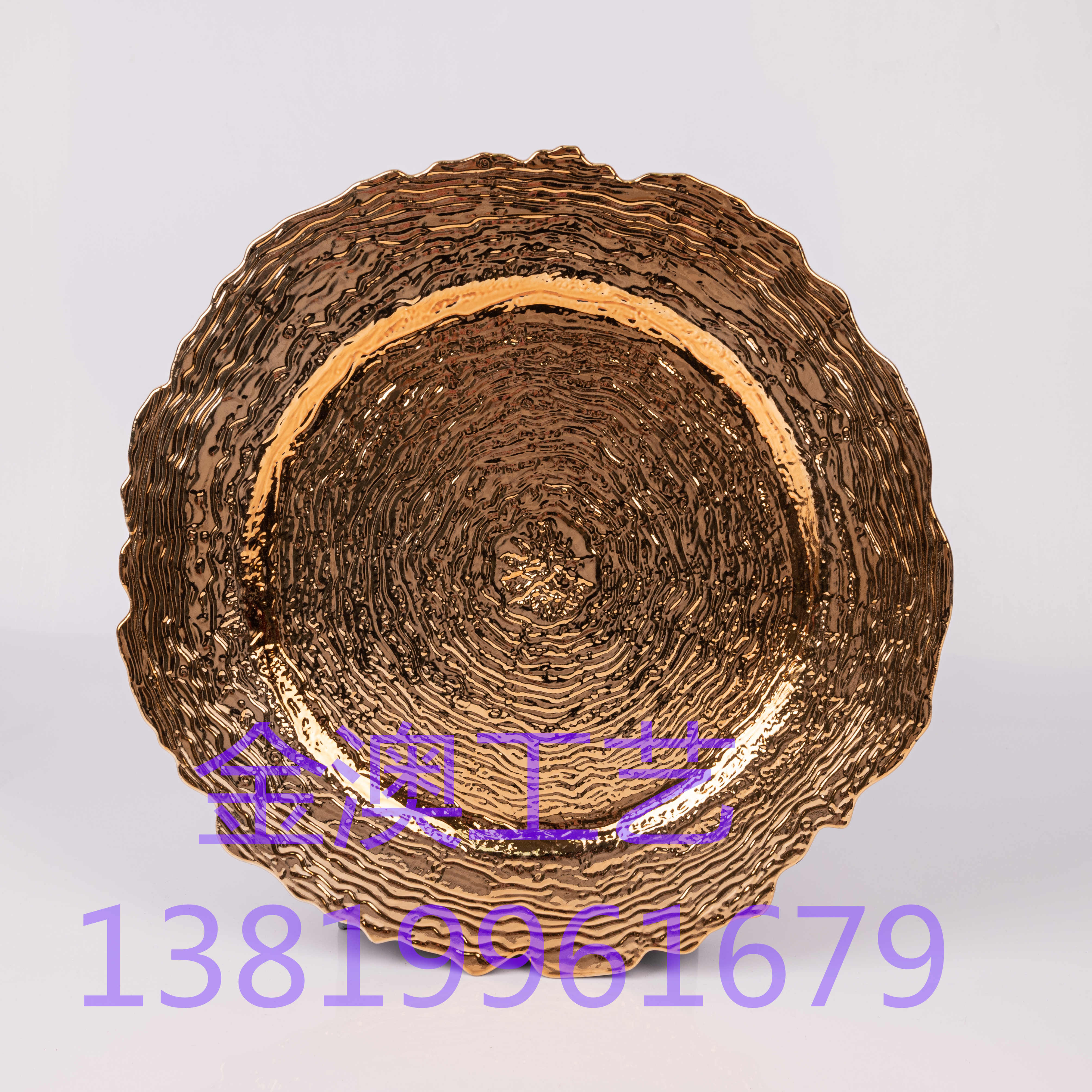 Jinao 2022 new Christmas plate plastic plate plating plate wedding plate wedding plate decorative plate placemat plate Western plate fruit plate gold plate 33CM C012 thumbnail