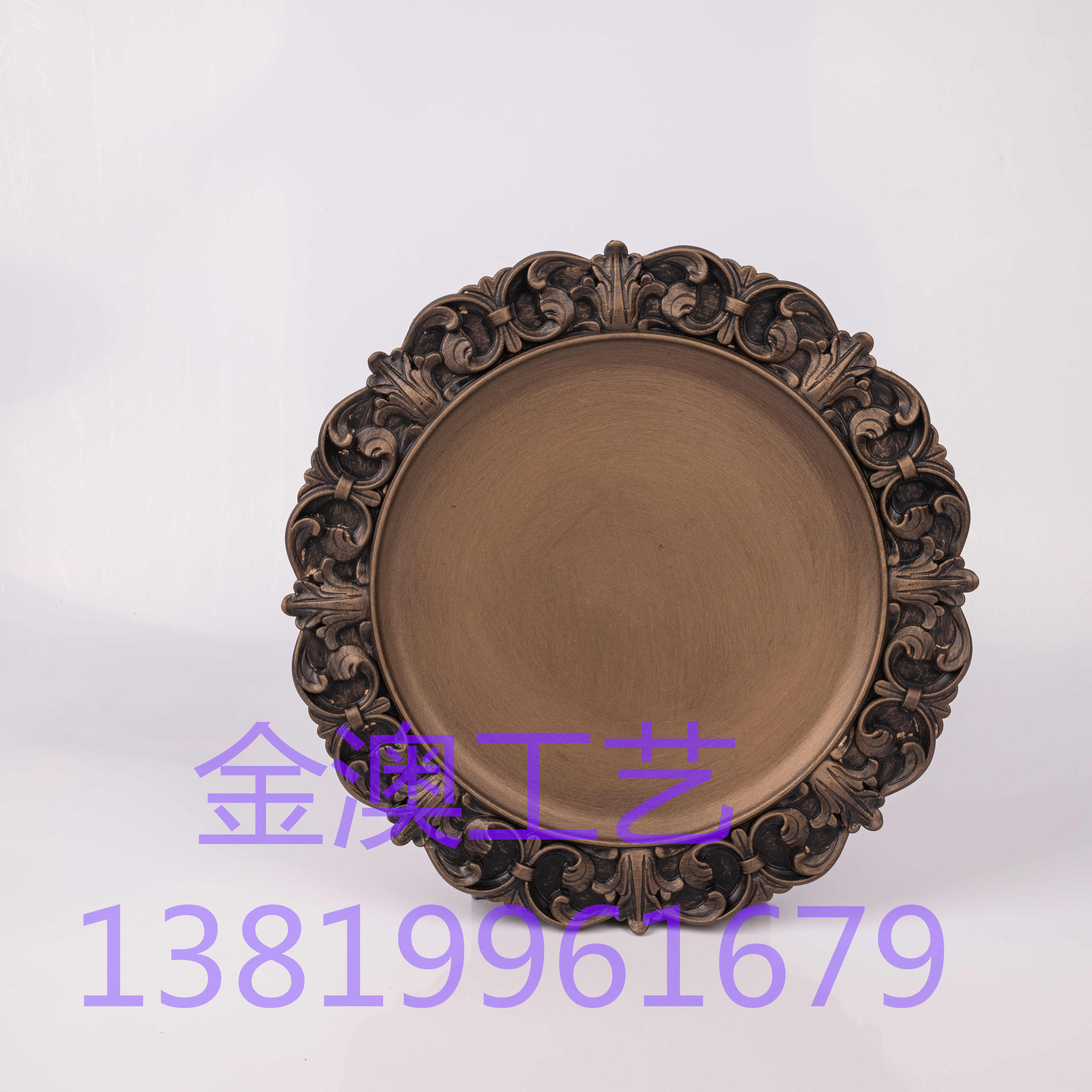Jinao 2022 new Christmas plate plastic plate antique plate bronze plate wedding plate wedding plate decoration plate placemat plate Western plate retro plate gold plate 33CM C022 thumbnail