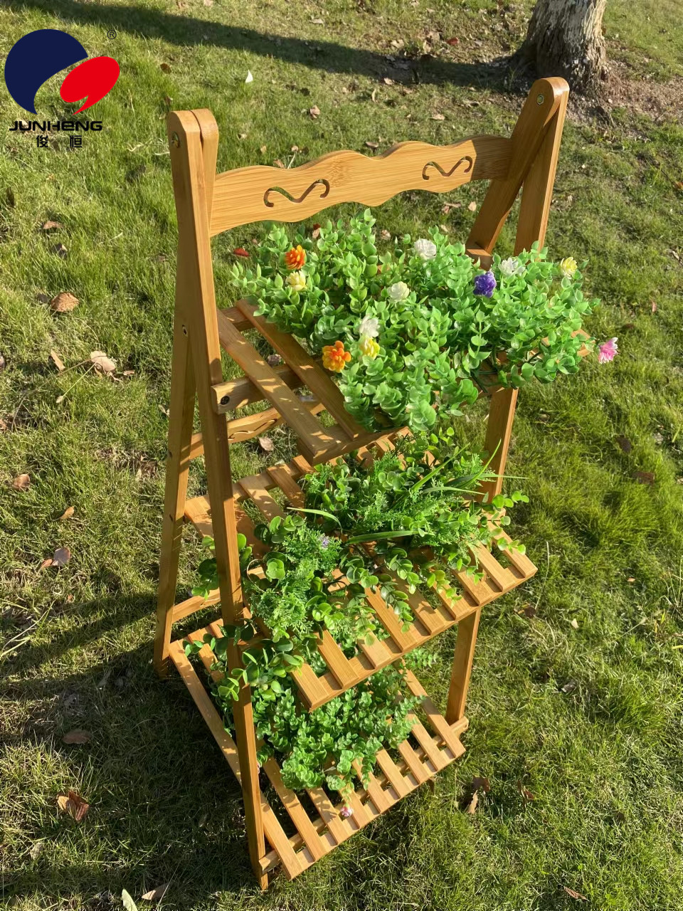 楠竹三层花架/室内花架/多肉植物花盆花架产品图