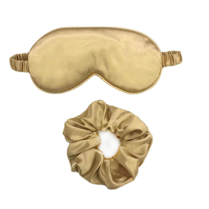 仿真丝眼罩4件套装柔软丝滑眼罩收纳袋发圈发呆遮光装饰套装详情3