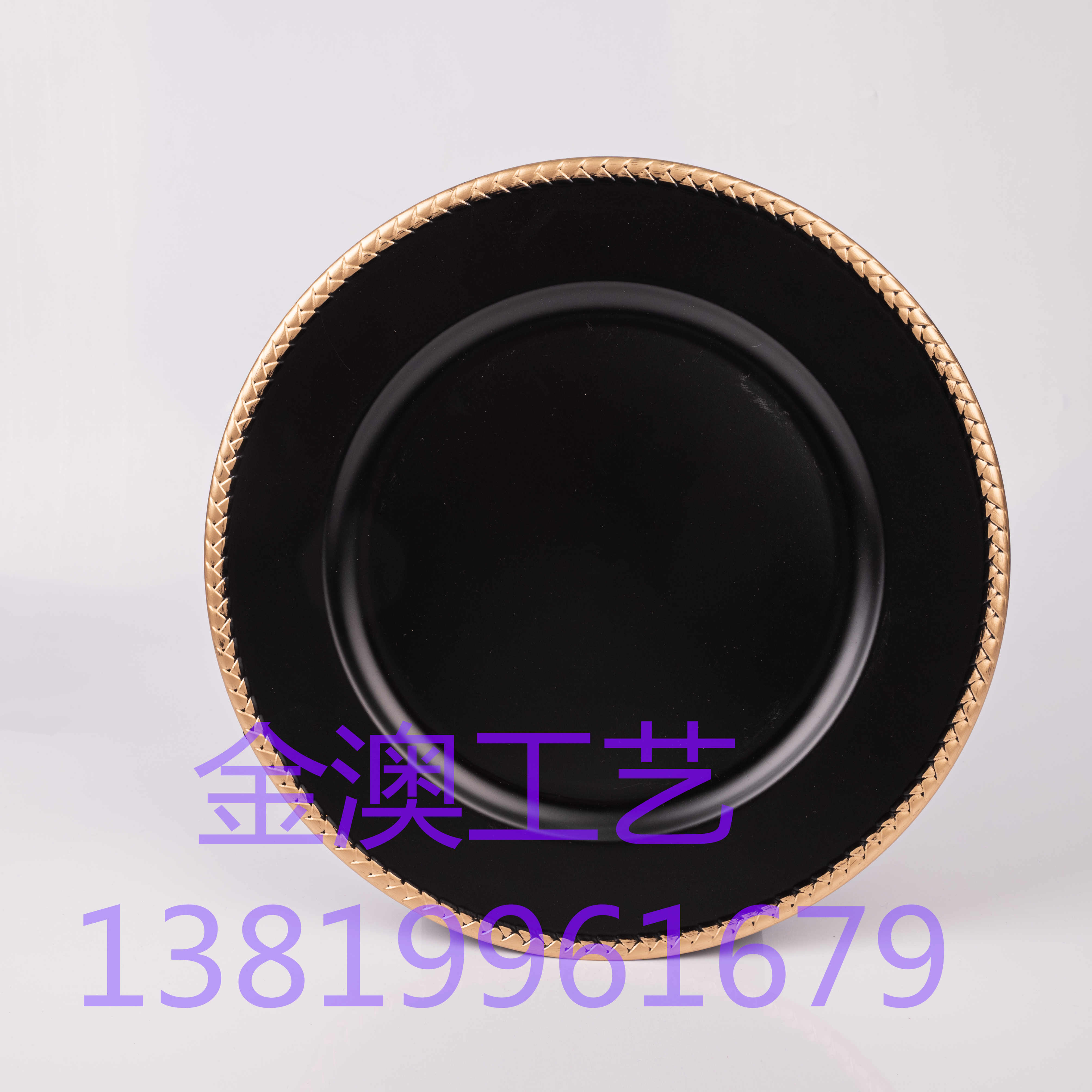 Jinao 2022 new Christmas plate plastic plate painting plate wedding plate wedding plate decoration plate placemat plate Western plate retro plate gold plate 33CM C026 thumbnail
