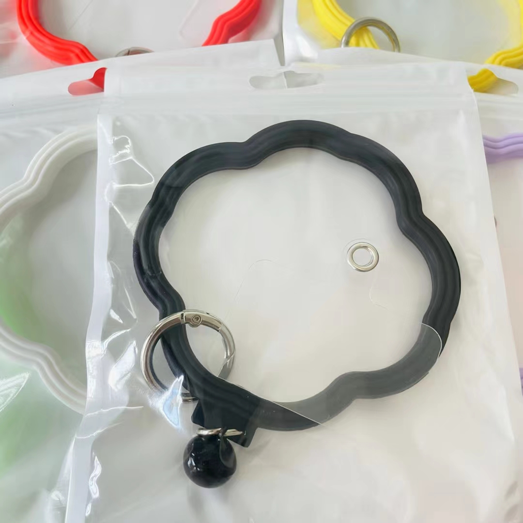 Flower-shaped wavy silicone phone case, universal gradient color anti-loss ring, anti-drop lanyard bracelet details Picture