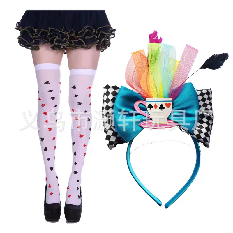 Colorful network management feather poker double bow headband teacup headband Vegas festival dress headband thumbnail