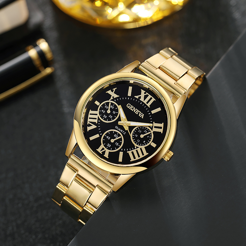 Foreign trade new simple Geneva watch men's net belt quartz watch men's watch men's custom watch manufacturers Geneva watch ground stall supply