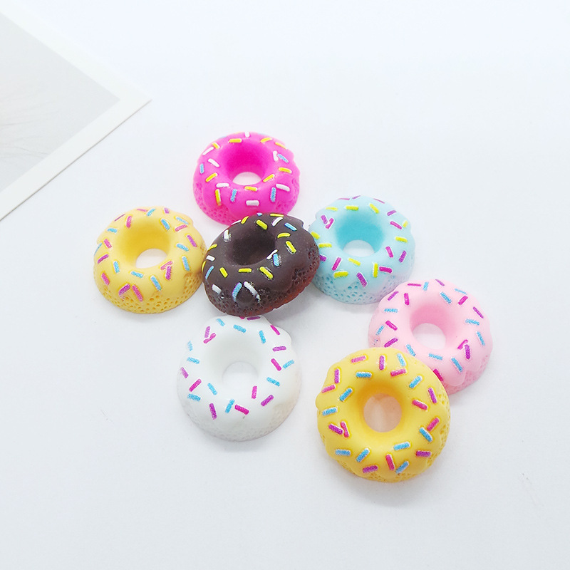 (Pack 500) Resin Material Simulation Donut Accessories Diy Cream Glue Phone Case Patch Slime Filler details Picture