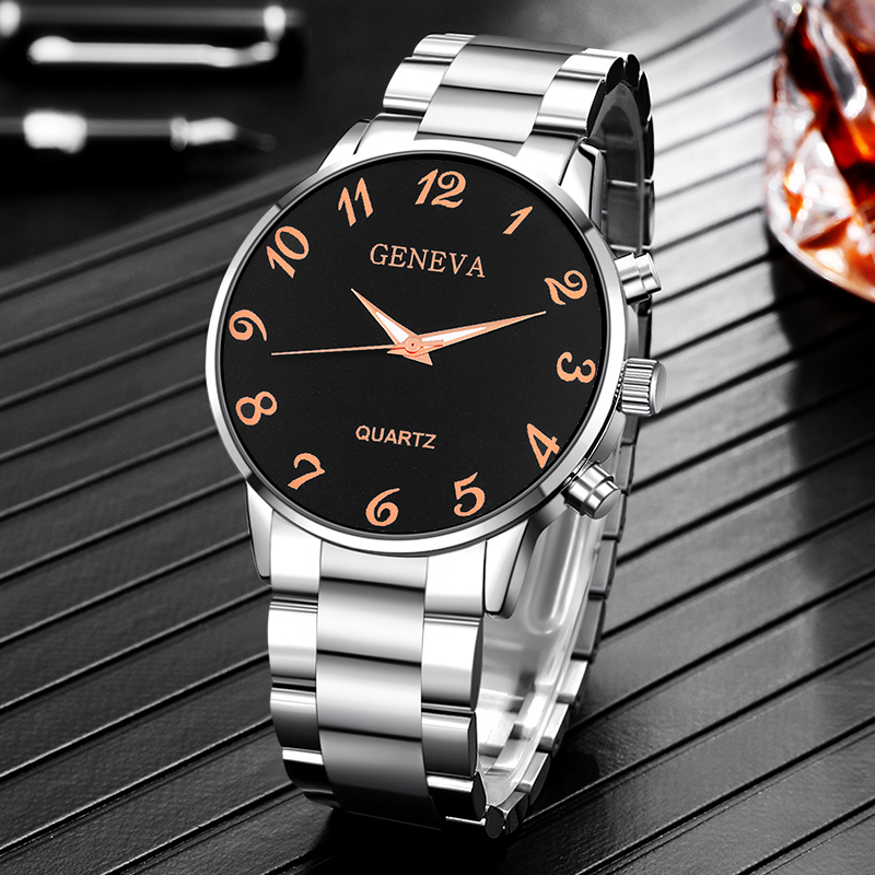 Geneva watch new factory direct sales simple digital business steel belt watches foreign trade spot watches men's quartz watches gifts men's watches wholesale
