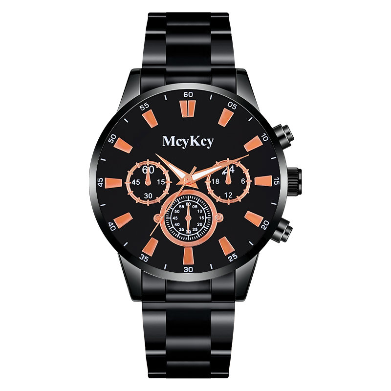 Factory direct business three-eye steel strap watches men's quartz watches Gifts men's watches wholesale McyKcy brand watches customized