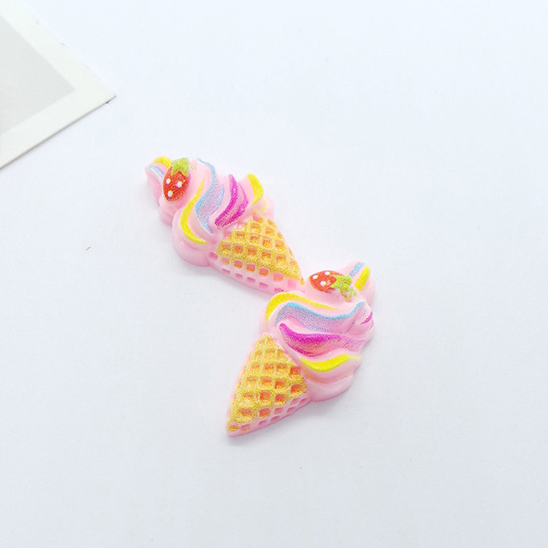 (Pack 500) Fat Accessories Diy Food Play Strawberry Ice Cream Cone Handmade Hairpin Leather Band Brooch Material Mobile Phone Case Accessories Item Picture