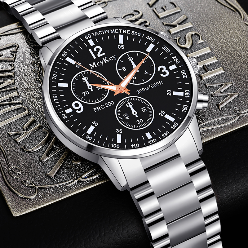 Factory direct business three-eye steel belt watches men's quartz watches gifts men's watches wholesale McyKcy brand watches customized spot