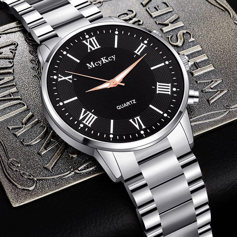McyKcy brand watch manufacturers direct sales simple business Roman digital steel strap watches foreign trade spot watches men's quartz watches gifts men's watches wholesale custom stall supply thumbnail