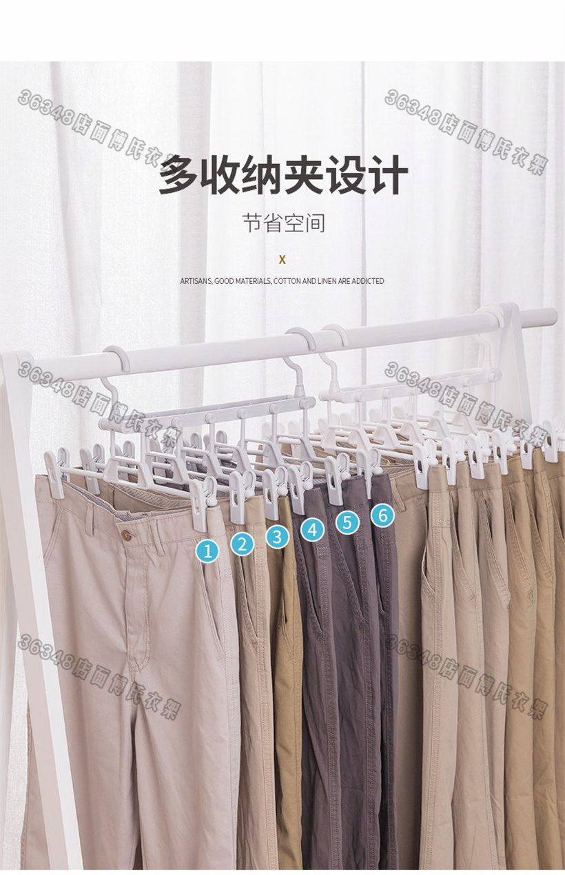 裤架裤夹家用裤子衣架多层魔术裤架折叠多功能挂裤子裙子无痕衣架裤架裤夹家用挂裤子架收纳衣挂jk衣架多功能无痕强力裙架子蓝色详情3