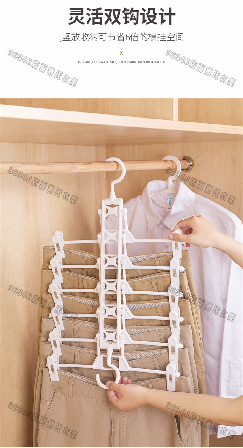 裤架裤夹家用裤子衣架多层魔术裤架折叠多功能挂裤子裙子无痕衣架裤架裤夹家用挂裤子架收纳衣挂jk衣架多功能无痕强力裙架子蓝色详情2