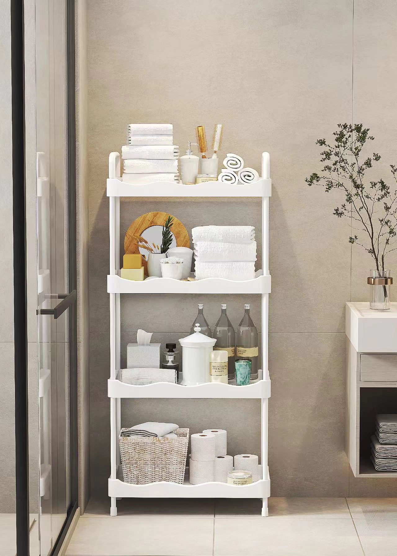 Trolley Snack Storage Shelves Floor To Floor Moving Kitchen Bathroom Bathroom Bedside Toy Storage Shelves