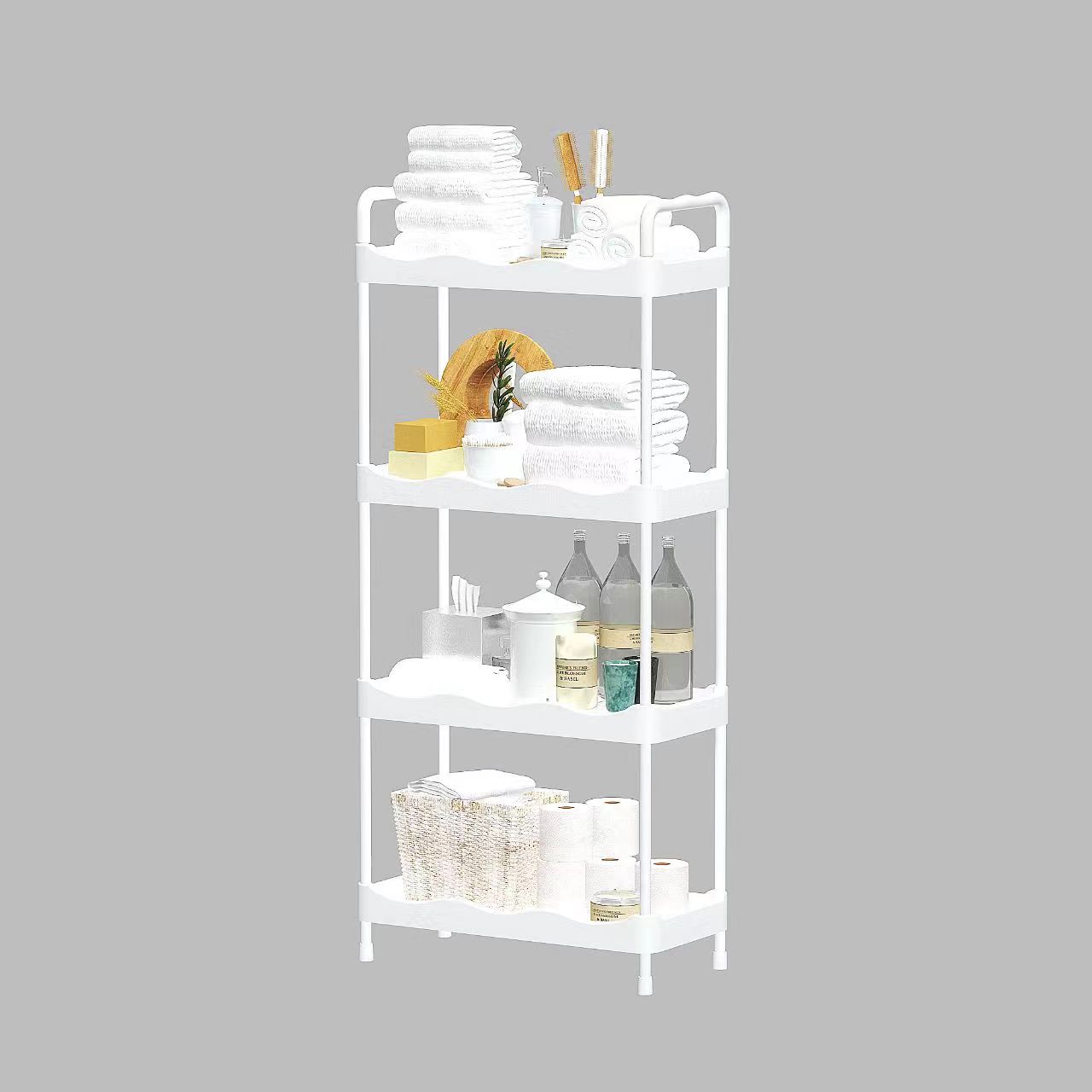 Trolley Snack Storage Shelves Floor To Floor Moving Kitchen Bathroom Bathroom Bedside Toy Storage Shelves Specification drawing