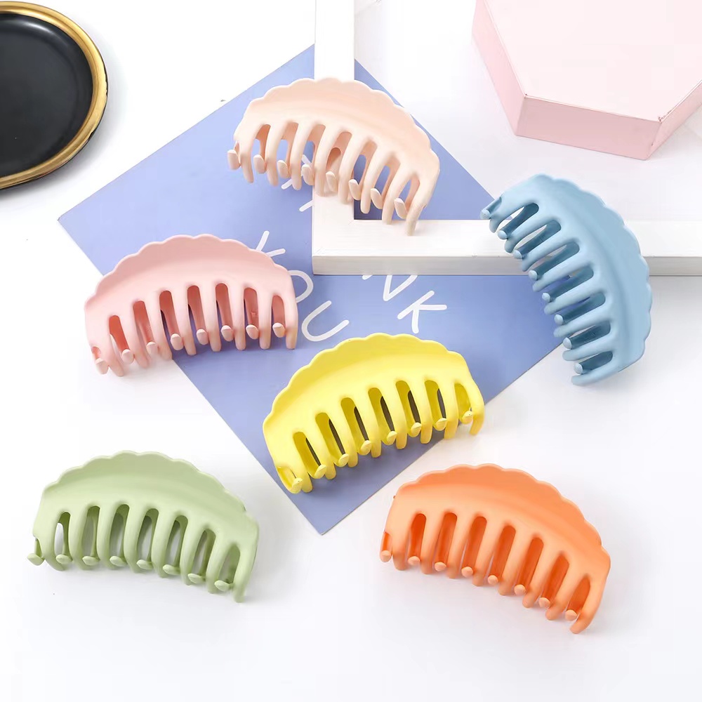 Internet celebrity large bath hair grab clip Korean mori back hair clip candy color shark clip headpiece thumbnail