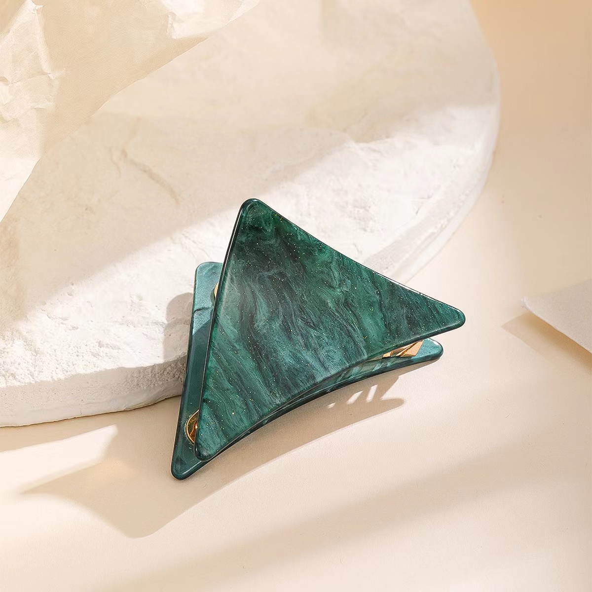 French acetic acid geometric triangle horizontal clip equal clip color marble spring clip hairpin senior head accessories thumbnail