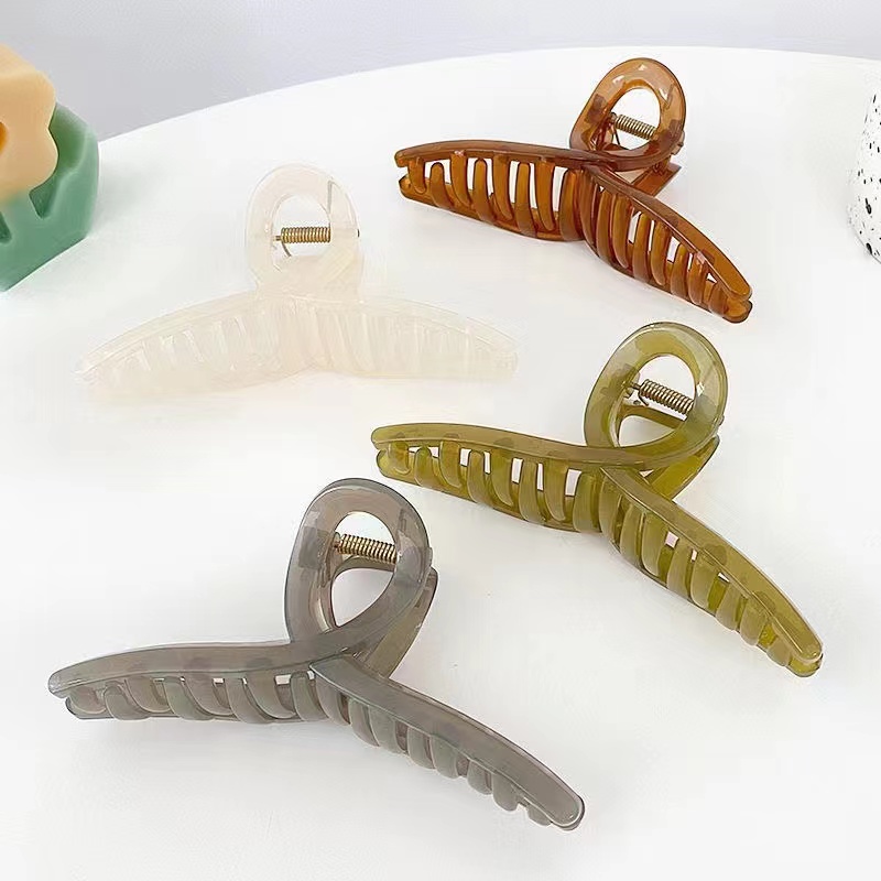 New Moorlandee Korean Jumbo grip Jello-colored back hair clip girly shark clip details Picture