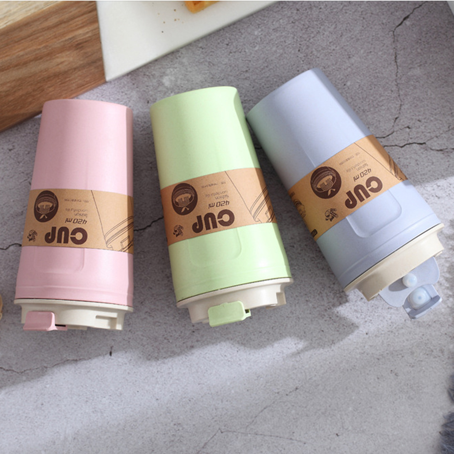 420ml bamboo fiber plastic double sealed oat cup