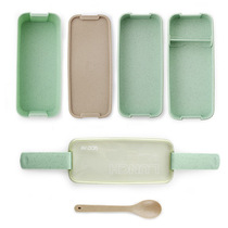 Three layer wheat straw fiber plastic bento box