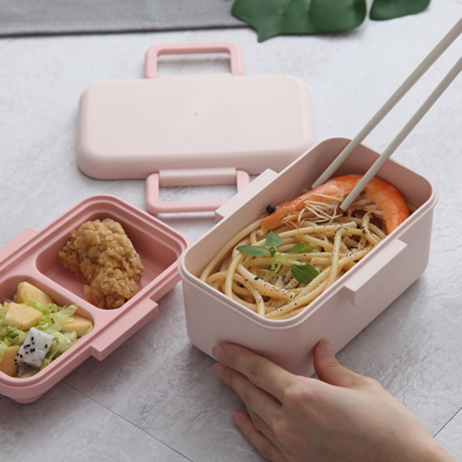 Fiber double decker lunch box