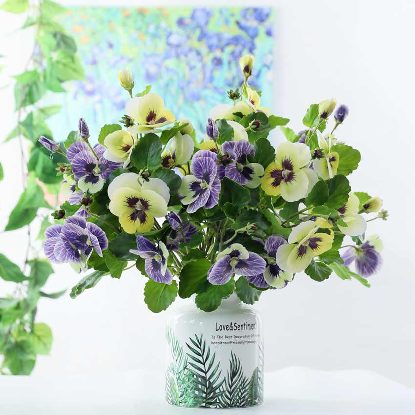 仿真花3D胶布三色堇假花家居装饰盆栽种植高档花材 PG8092 三色堇 3D胶布详情4