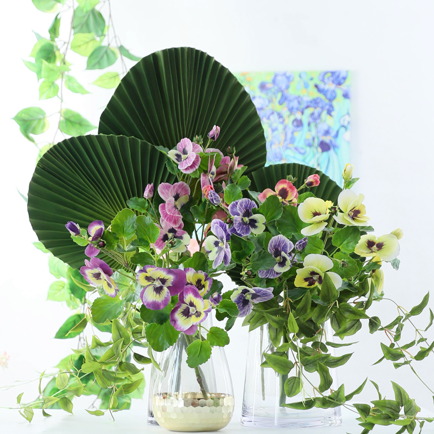 仿真花3D胶布三色堇假花家居装饰盆栽种植高档花材 PG8092 三色堇 3D胶布详情3