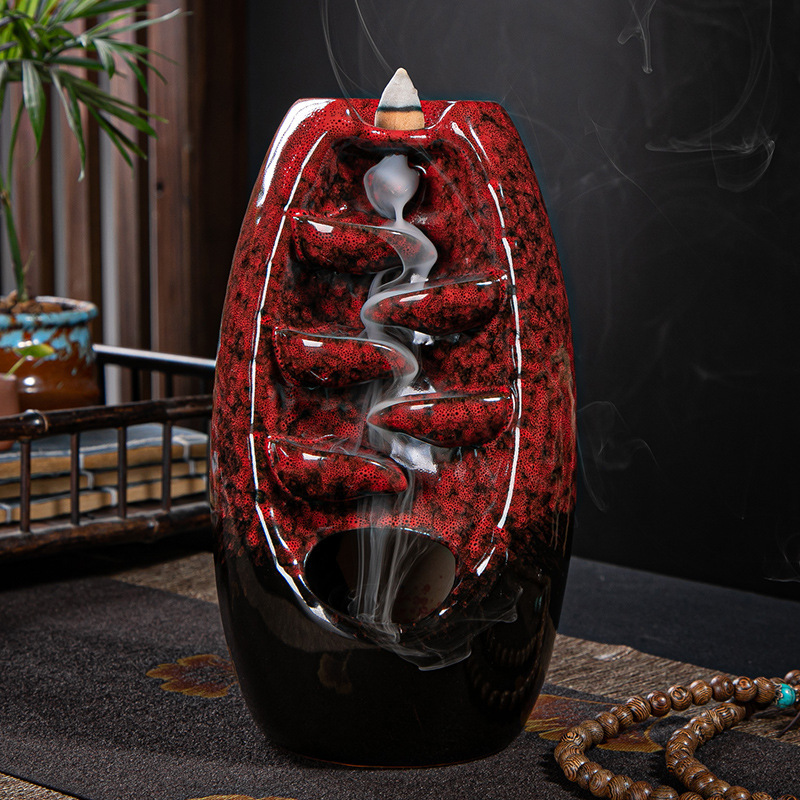 Ceramic reverse flow incense burner
