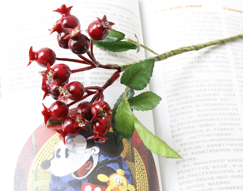 Artificial fruit berries, Christmas fruit, small pomegranate decorative floral accessories, wholesale of artificial flowers, leaves with glue, JWG1254A, small pomegranate berries pic 1