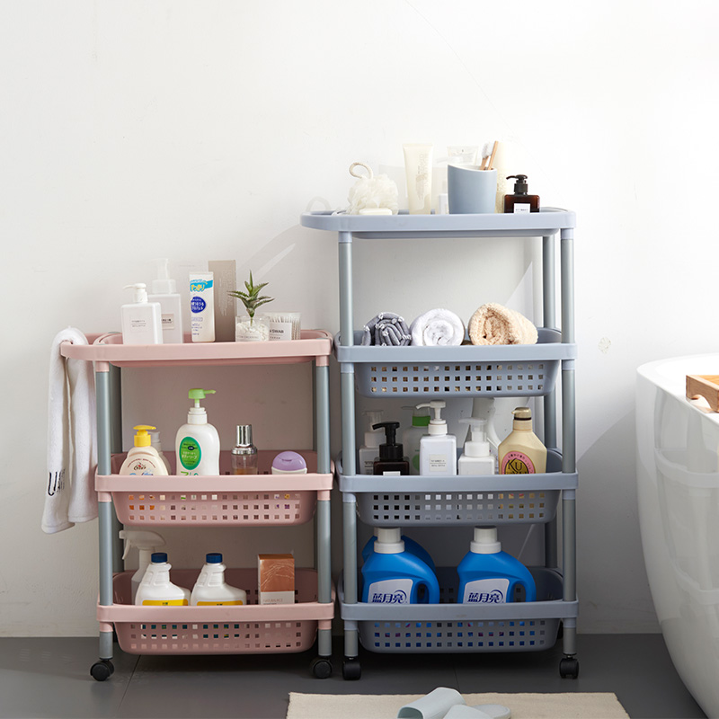 Nordic wheeled storage shelves Plastic multi-layer bookshelves Bedroom bathroom bathroom Floor to ceiling kitchen storage shelves Specification drawing