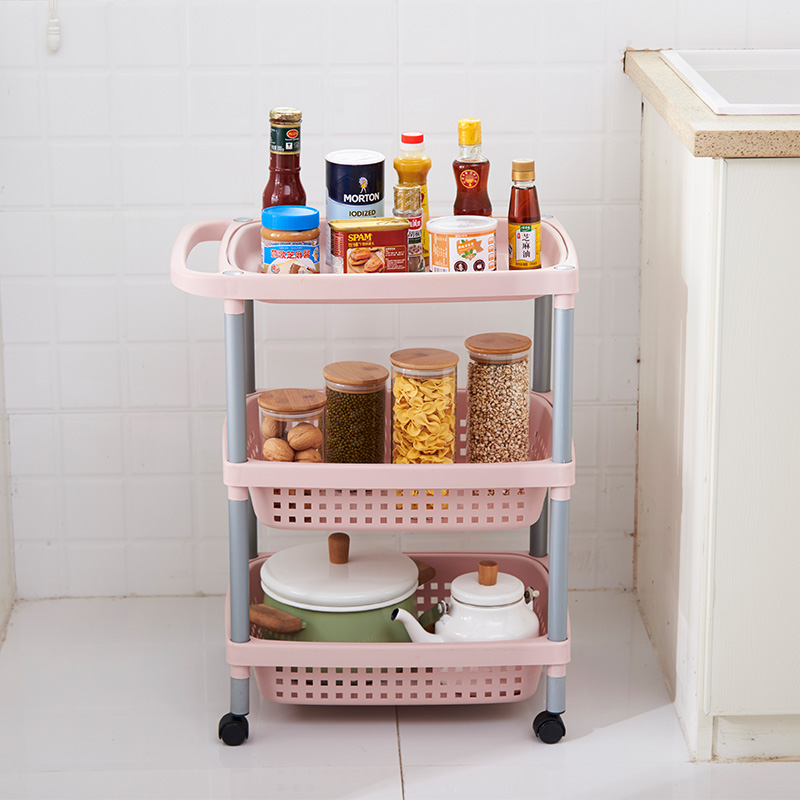 Nordic wheeled storage shelves Plastic multi-layer bookshelves Bedroom bathroom bathroom Floor to ceiling kitchen storage shelves Item Picture