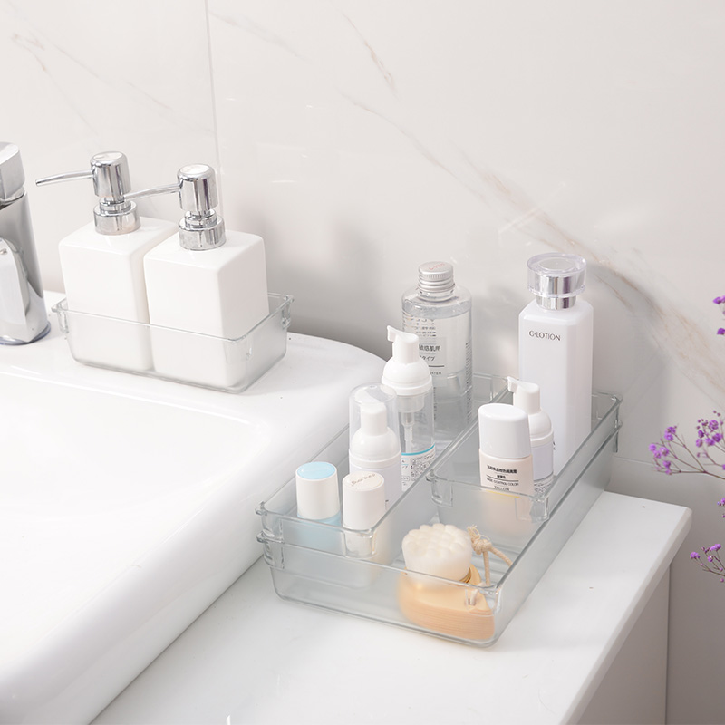 Desktop cosmetics storage box, girls' water and lotion dust-proof storage box with transparent lid pic 5