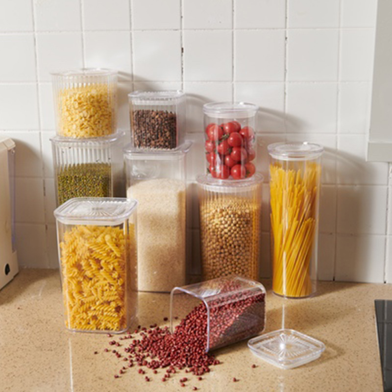 家用食品级PET透明塑料旋转密封罐 厨房收纳罐 五谷杂粮罐 储物罐详情5