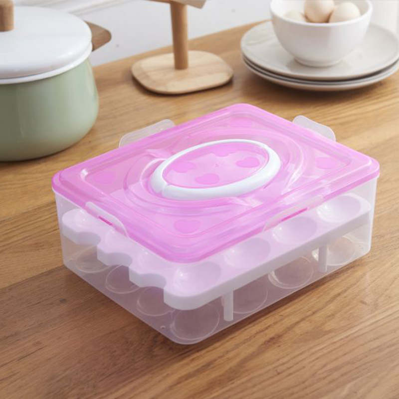 Portable egg carton Double-layer storage crisper Household egg carton Refrigerator ingredients transparent crisper organizer box thumbnail