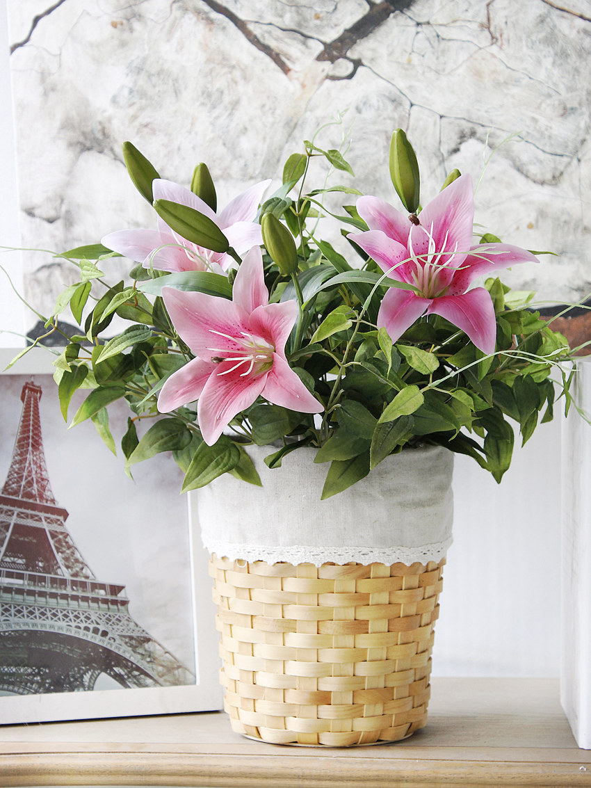 Artificial flower home accessories: 5-branch acacia leaf flower arrangement, Yiwu artificial flower wholesale LF073 Acacia leaf bouquet pic 5