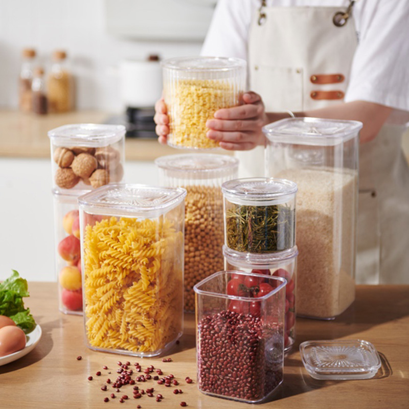 Household food grade PET transparent plastic rotary sealed tank Kitchen storage tank Grain storage tank Storage tank